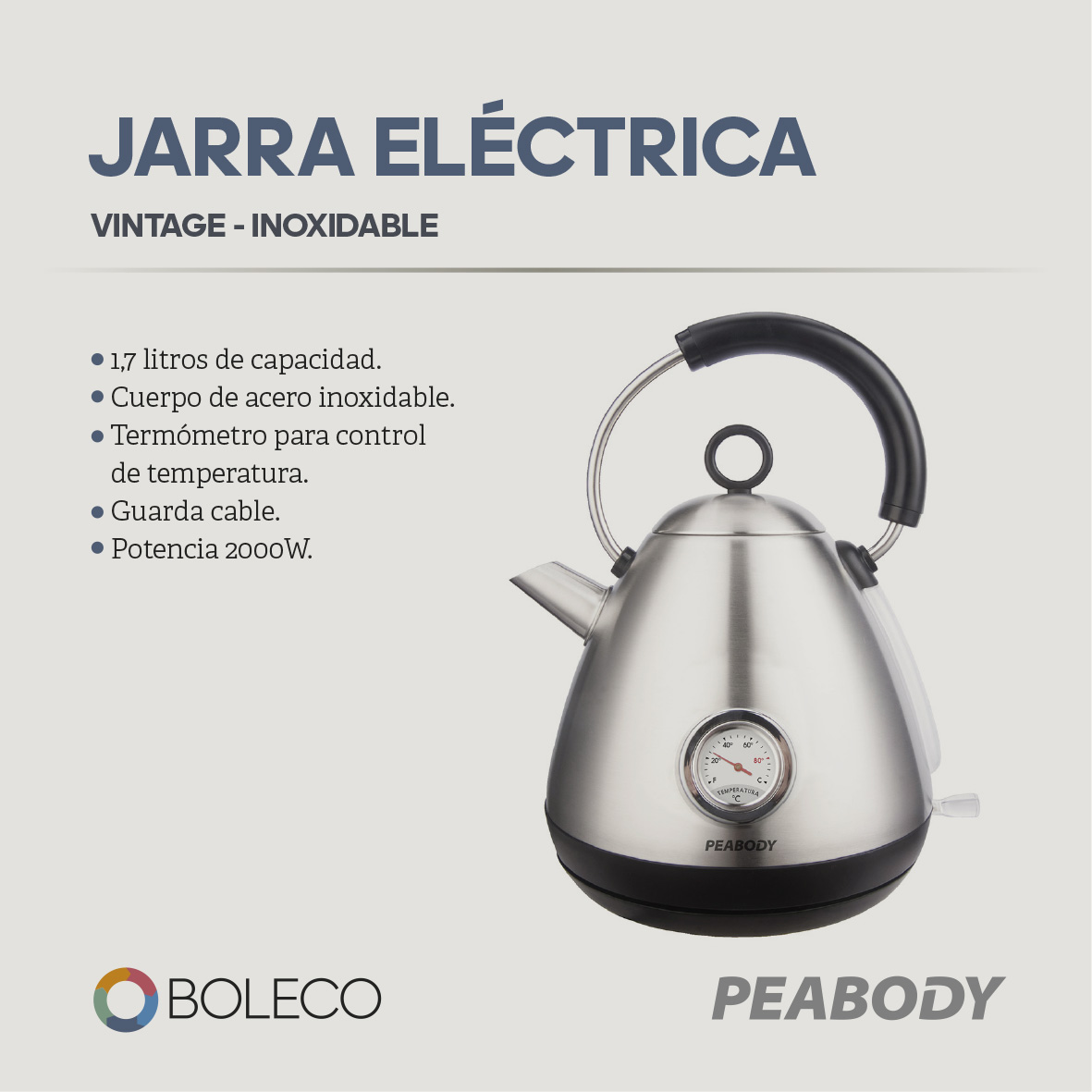 Pava Eléctrica Peabody 1,7Lts PE-KA1708